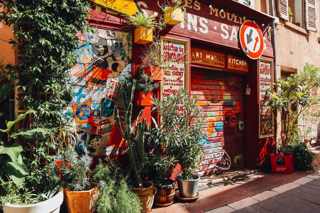 Végétation et street-art dans le Panier, Marseille